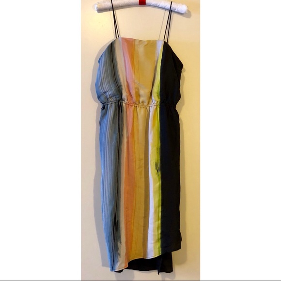 New HYPE 100% SILK DRESS Multicolor Asymmetrical L - Picture 4 of 10